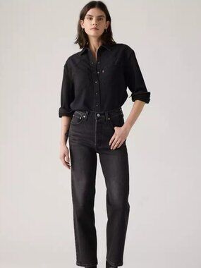 Levi's Washed Black - Ribcage Straight Ankle Jean